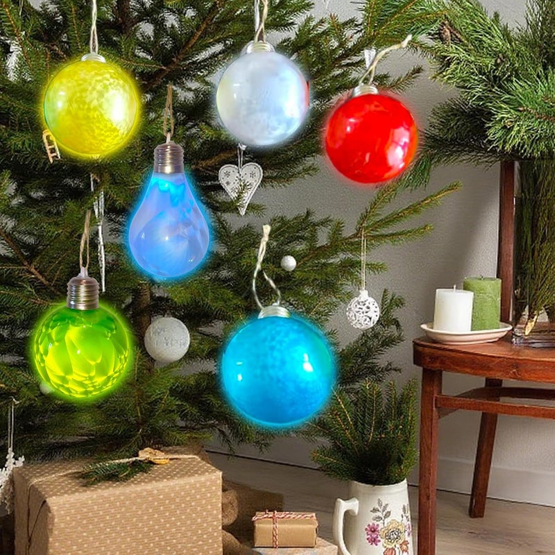 UGrandF 6-Pack Colorful LED Ball Lights, 3.2-Inch Shatterproof Hanging Orbs with Changeable Colors, Battery-Powered Christmas Decor for Outdoor Indoor, Christmas Tree, Party, Garden, RV & Camping - Image 2